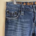 Rock Revival  Sara Boot Jeans Womens 29 Blue Dark Wash Embellished Bootcut Flap Photo 3
