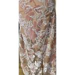 Lulus  XS Floral Embroidered Mesh Slip Midi Dress Pink Nude Lined Spaghetti Strap Photo 2
