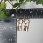 Rose Gold Padlock Huggie Style Earrings Pink Photo 3
