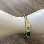 Erimish Vintage  Signed Green Jade Beaded Glass Women’s Stretch Bracelet Sz 7 Photo 7