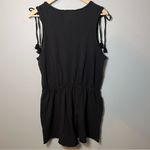 Aerie  Sleeveless Tassel Tie Romper Women’s L Black Shortalls V-neck Pockets Photo 4