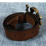 Nine West Skull Buckle Brown Leather Belt Woman's 39 in long Photo 1