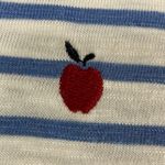 Talbots  | Striped Blue/White Apple Pattern Cotton Modal Long Sleeve Top L Photo 2