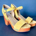 Lucky Brand | Yellow Suede Block Heel Sandals Sz 7 Photo 0