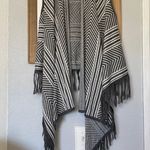 Forever 21 Gray Stripe Knit Vest with Fringe / Grey & white light weight cape wrap Photo 1