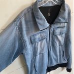 Lucy Activewear Women's indiGO Trucker Jacket Faux Denim Size M Zip Up - EUC Photo 2