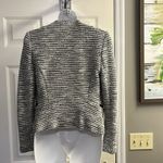 Loft Cream Black Long Sleeve Open Front Cotton Blend Blazer- PXS Photo 7