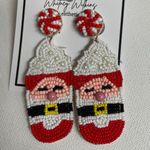 Santa Mug of Mocha Seed Beaded Earrings Red Photo 0