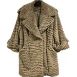 Cynthia Steffe ruffled faux fur beige tan winter coat size medium EUC Photo 1