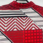 Vtg Fire Islander 1980s Womens Shirt Sz 44 USA Patch Dagger Collar Geometric Y2K Red Photo 5