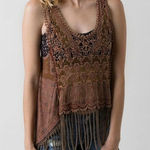 BKE Buckle Ginmicks Boho Crochet Lace Fringe Summer Tank top Xs Photo 0