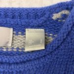 Liz Claiborne LARGE Royal Blue Gray DEER Christmas Winter Striped Wool Sweater Photo 4