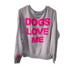 Wildfox  Love Sweatshirt Dogs Love Me Gray W/ Pink Paw Print Womens L Photo 1