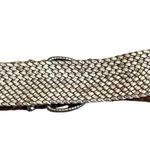 Talbots Wide Leather Woven Silver Metallic Tan Belt Photo 5