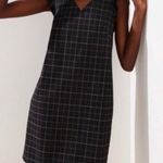 Loft  NWT Black Windowpane Plaid Flutter Sleeve Shift Mini Dress 16 Plus $89 Photo 0