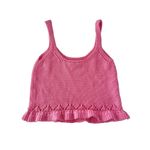 Lulus  Womens M Pink Knit Tank Ruffled Sweater Preppy Barbie Fairy Flowy Crochet Photo 3