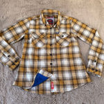 DIXXON Flannel Company Lager Plaid Long Sleeve Button Up Shirt Women XS Western Yellow Size M Photo 0