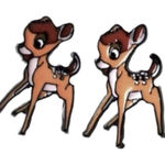 Brand New Womens Boutique Girls Walt Disney Bambi Deer Enamel Stud Earrings Tan Photo 0
