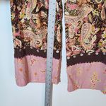Anne Carson  Brown and  Pink Paisley Silk Wide-Leg Pants Size Large Photo 9