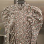 Ganni 💕💕 Floral Puff Sleeve Organic Cotton Poplin Dress ~ Placid Blue 4 NWT Photo 12