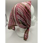 Oscar de la Renta  Gorgeous Silk Long Scarf Stripe Pink Brown Vtg Photo 2
