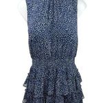 EXPRESS Navy Blue White Polka Dots Turtleneck Sleeveless Ruffle Tiered Dress M Photo 0