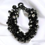 J.Crew Onyx Black Metal and Clear Crystal Jumble Jeweled Bracelet Photo 2