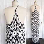 Marie France Van Damme • silk halter maxi dress cream black silk ikat print Size 14 Photo 12