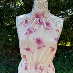 Cider ‎ Women’s Floral Halter Shirred Mini Dress Peach Size M Party Cocktail Photo 2