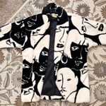 Vintage Donnybrook Faux Fur Coat Jacket Car Coat Faces Oversized L Large Black Photo 6