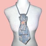 “Dainty Dapper” Blue Paisley Necktie necklace with Pink Accent Photo 0