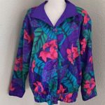 Joan Walters 90’s Vintage Purple Floral Reversible Windbreaker Jacket Size S Photo 0