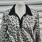 Blue Diamond Women's Top Size Medium Black White Tunic Long Sleeve Belted Photo 2