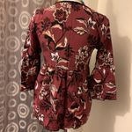 Lee Casa Wine Draped Floral Blouse Photo 4