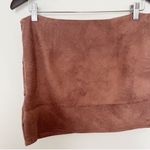 Free People  Brown Faux Suede Wrap Mini Skirt Size 8 Ruched Side Zipper Photo 4