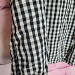 Who What Wear  BLACK WHITE BUFFALO CHECK PLAID PUFF SLEEVE BUTTON FRONT BLOUSE Photo 6