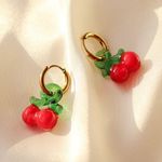 Boutique Dainty Glass Cherry Huggie Earrings Photo 0
