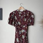 Ulla Johnson  Dress‎ Silk Floral Puff Sleeve Red Ruched Heleen Midi Dress Size 0 Photo 8