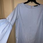 Gibson Blue White Striped Blouse Top Tunic Small / Medium Bell Sleeve Cotton Photo 3