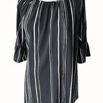 Heart soul Black White Stripe Short Midi Dress ~ Flare Sleeves ~ Women's XL Photo 0