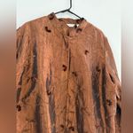 Laura Ashley VTG  Button Down Pattern Shiny Blouse Long Sleeve Brown Size XL 2X Photo 2