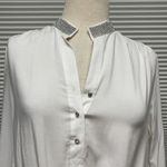 Karen Kane  White New Wave Shine Bright Rhinestone Embellished Blouse Photo 2