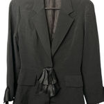 Nikki Silk Elegant Black Women's Blazer Bow Accents Photo 0