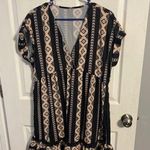 SheIn  Geo Print Batwing Sleeve Ruffle Hem Dress Size L Photo 0