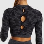 Gymshark Black and Gray Camo Seamless Long Sleeve Crop Top Photo 2