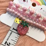 Boutique Kawaii Pink Beaded Bracelet Set Strawberry Charm Photo 3