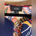 MSK Navy Floral Maxi Dress M tropical floral resort wear gold accents maximalist Orange Size M Photo 1