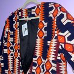 NEW D'Iyanu African Tribal Print Stretch Blazer Women 2X Art to Wear Maximalist Orange Photo 1