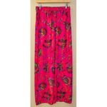 Catherine Malandrino  Vibrant Pink Floral High Rise Wide Leg Drawstring Pants Photo 5