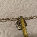 Gold Tone Necklace With Some Two Tone Sections and Rhinestone Costume Pendant Photo 7